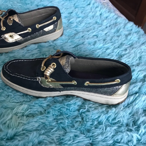 Black and Gold sherry boat shoes. - Picture 2 of 2